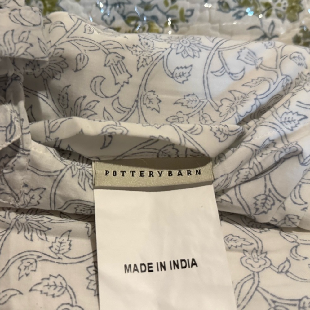 New Pottery Barn Jaipur Floral Block Print Voile Sham, 100% Cotton, S/2 - Picture 6 of 7